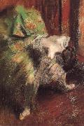 Edgar Degas woman witb a gren iutu oil painting reproduction